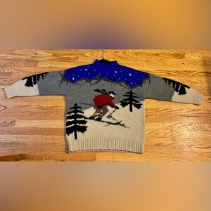 Womens Small Ralph Lauren LRL Sweater 100% Wool Hand Knit ski downhill Vintage